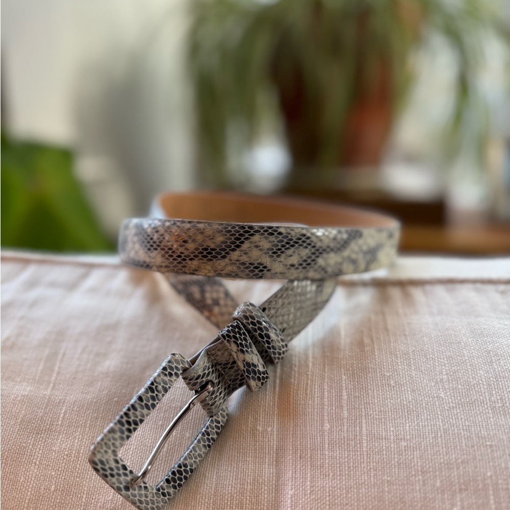CIPRIANI Italian calfskin snakeskin print belt size medium black grey tones EUC - Picture 8 of 9